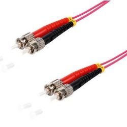 Cable de fibra óptica Duplex ST/ST  de 2m violeta,  50/125μ Multimodo