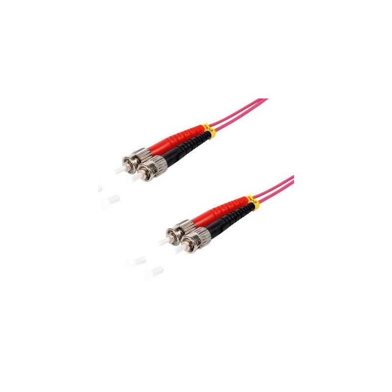 Cable de fibra óptica Duplex ST/ST  de 3m violeta,  50/125μ Multimodo