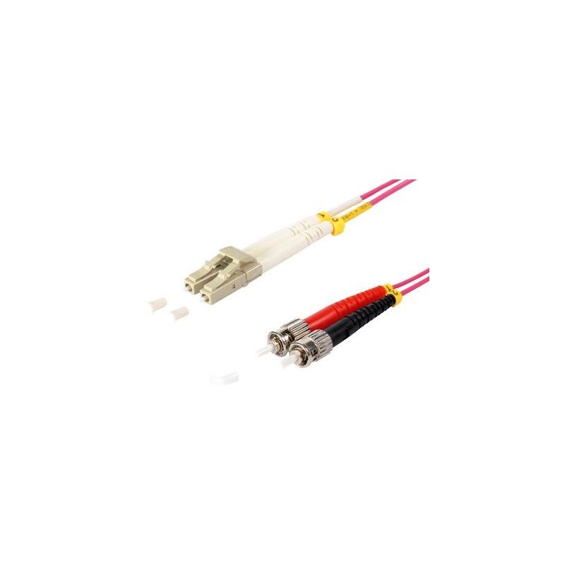 Cable de fibra óptica Duplex LC/ST  de 1m violeta,  50/125μ Multimodo OM4