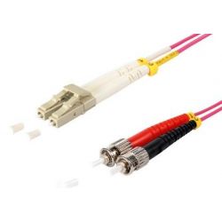 Cable de fibra óptica Duplex LC/ST  de 15m violeta,  50/125μ Multimodo OM4