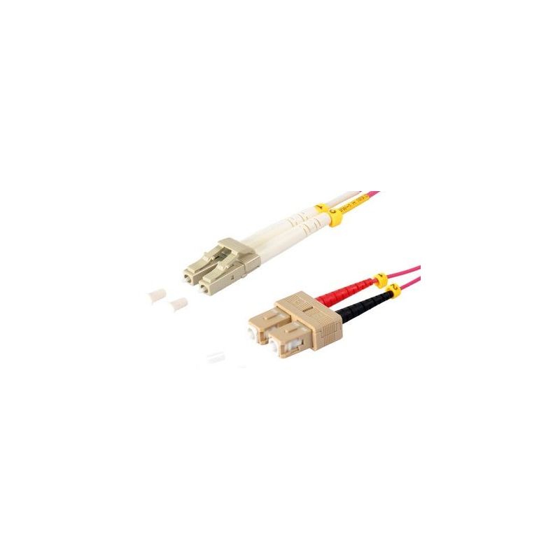 Cable de fibra óptica Duplex LC/SC  de 1m violeta,  50/125μ Multimodo OM4