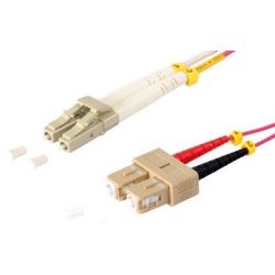 Cable de fibra óptica Duplex LC/SC  de 2m violeta,  50/125μ Multimodo OM4