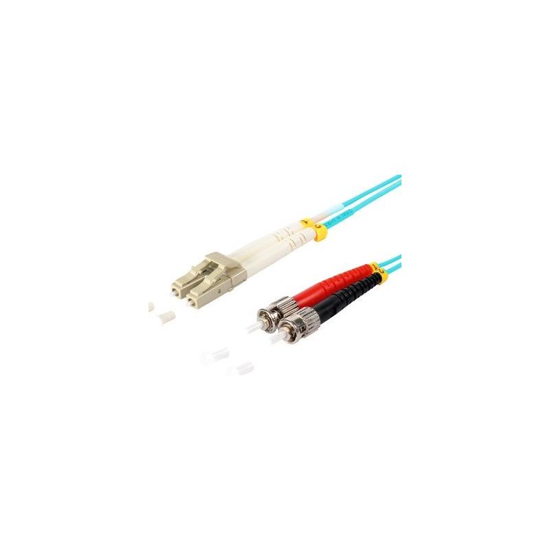 Cable de fibra óptica Duplex  LC/ST de  1m Azul,  50/125μ Multimodo OM3