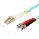Cable de fibra óptica Duplex  LC/ST de  1m Azul,  50/125μ Multimodo OM3