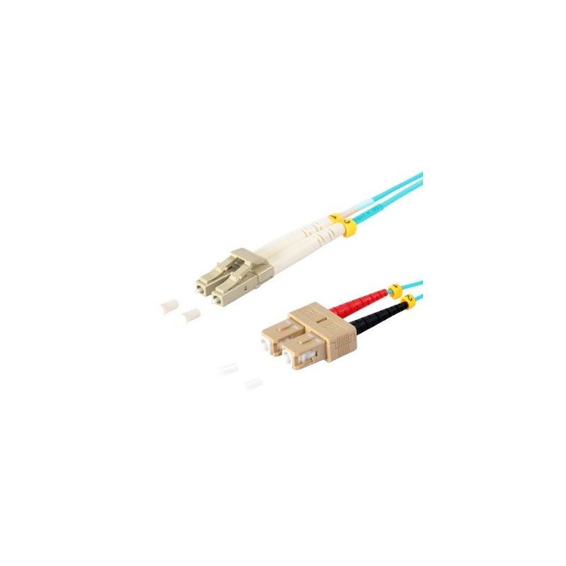 Cable de fibra óptica Duplex  LC/SC de  1m Azul,  50/125μ Multimodo OM3