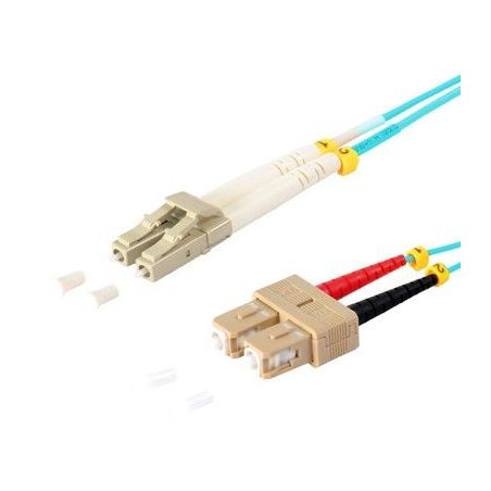 Cable de fibra óptica Duplex  LC/SC de  10m Azul,  50/125μ Multimodo OM3