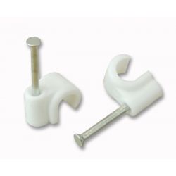 Unifix cable clip round white for 7mm coaxial cable 100 units (Clip with steel nail). Unifix ZZV44181