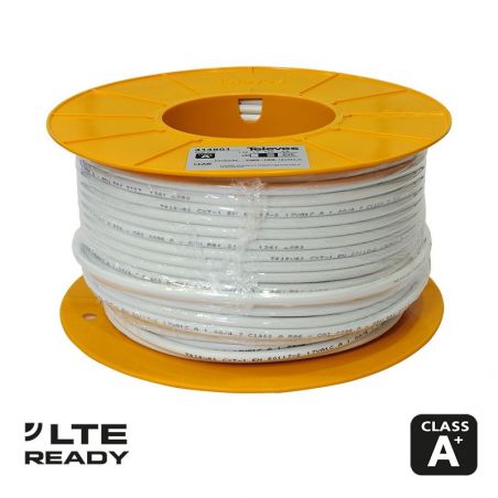 Cable coaxial cobre-Aço SK6FPlus Cu+Ac 6.8mm PVC Branco100m Televes