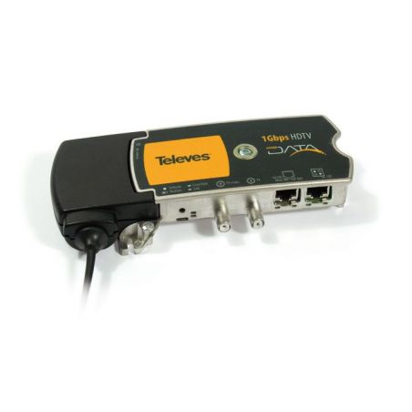 CoaxData Transmissor/Receptor Dados 1Gbps-HDTV por Coaxial e PLC,  2 Conectores Ethernet e 2 Conectores F