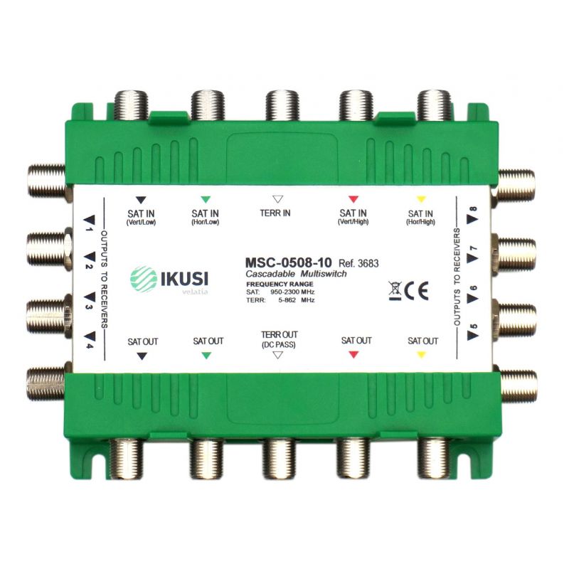 Ikusi MSC-0508-05 - Multiswitch cascadable 5 inputs 8 outputs -5dB