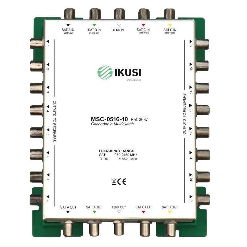Ikusi MSC-0508-05 - Multiswitch cascadable 5 entrées 8 sorties - 5dB
