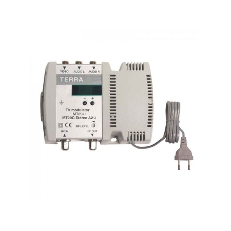 Modulador Terra DBL VHF/UHF 100dBuV Estereo Display Tecatel