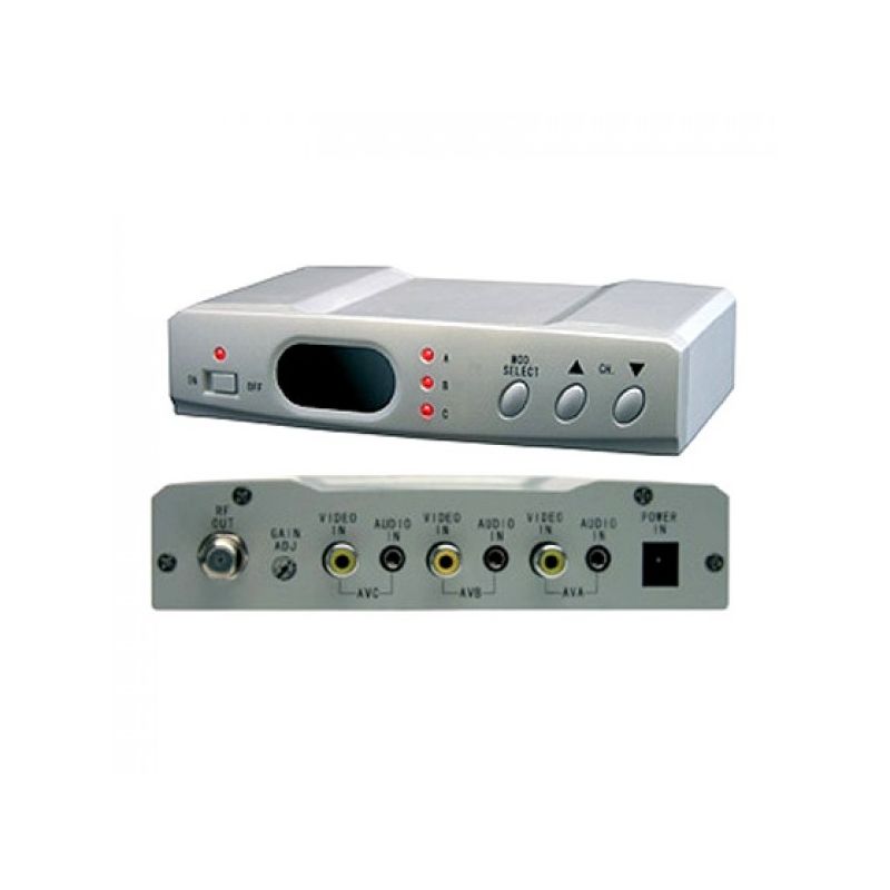 Modulador Illusion UHF 3 canales/entradas Estereo con selector 85 dB