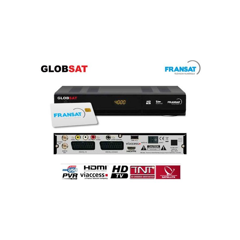Receptor satelite GlobSat GS2000 HD TNT Fransat Gratuito